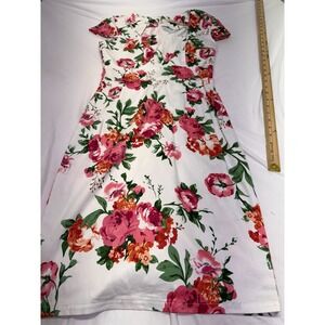 Grace Karin floral circle 50's style dress size Small White And Pink Roses Retro